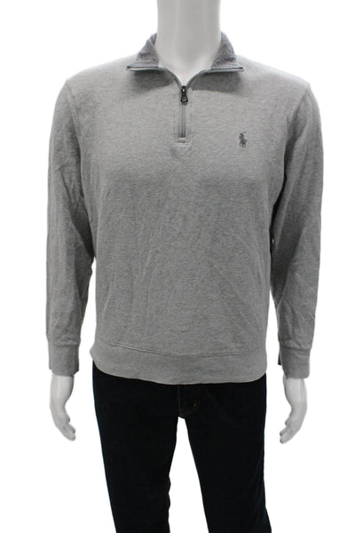 Polo Ralph Lauren Mens Collared Zip Pullover Sweatshirt Gray Size M