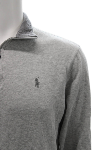 Polo Ralph Lauren Mens Collared Zip Pullover Sweatshirt Gray Size M