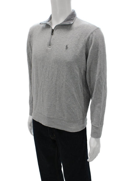 Polo Ralph Lauren Mens Collared Zip Pullover Sweatshirt Gray Size M