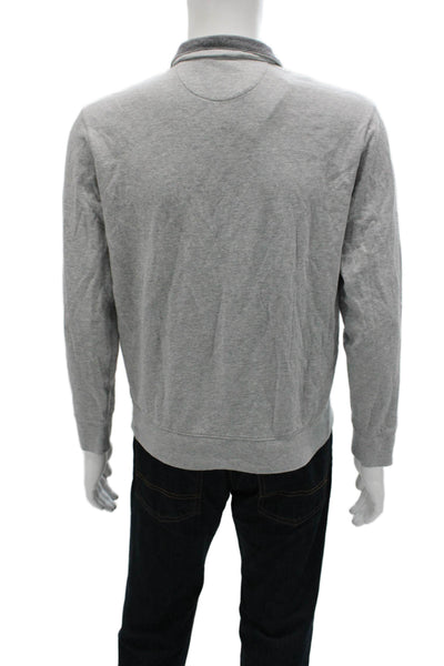 Polo Ralph Lauren Mens Collared Zip Pullover Sweatshirt Gray Size M