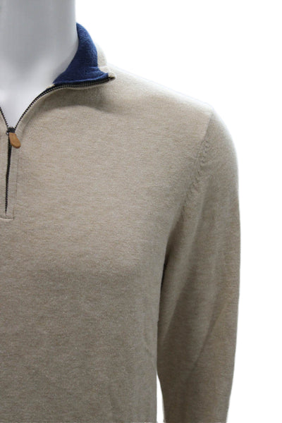 Vineyard Vines Mens Beige Cotton Collared Long Sleeve Pullover Sweater Size S
