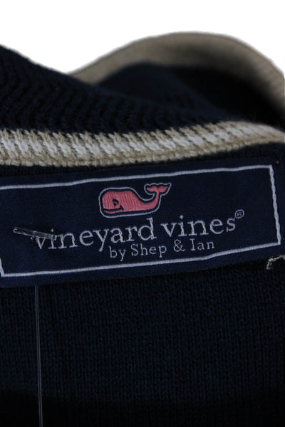 Vineyard Vines Mens Beige Cotton Collared Long Sleeve Pullover Sweater Size S