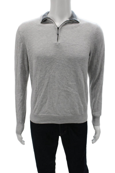 Vineyard Vines Mens Gray Cotton Collared Pullover Long Sleeve Size S