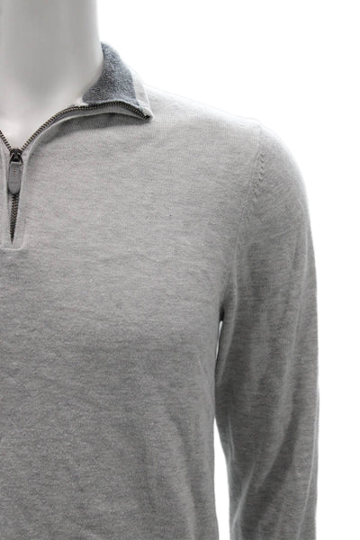 Vineyard Vines Mens Gray Cotton Collared Pullover Long Sleeve Size S