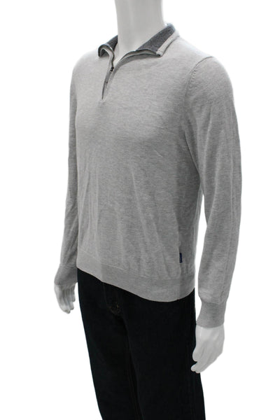 Vineyard Vines Mens Gray Cotton Collared Pullover Long Sleeve Size S