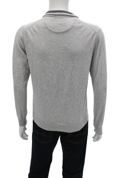 Vineyard Vines Mens Gray Cotton Collared Pullover Long Sleeve Size S