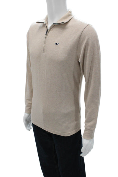 Vineyard Vines Mens Striped Cotton Mock Neck Pullover Beige Size XS