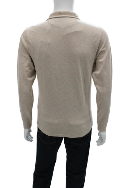 Vineyard Vines Mens Striped Cotton Mock Neck Pullover Beige Size XS