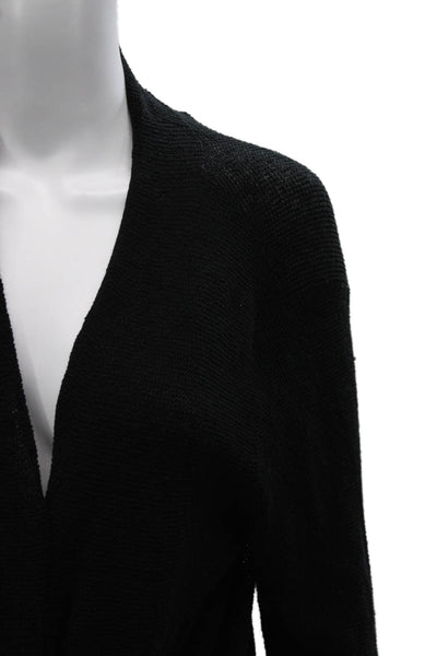 Eileen Fisher Women Cardigan Black Organic Linen V-Neck Long Sleeve Size PS