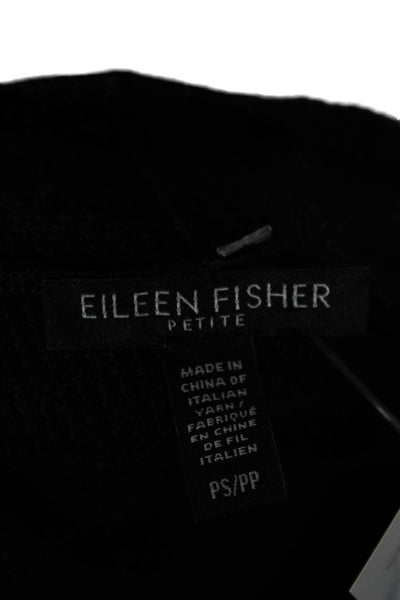 Eileen Fisher Women Cardigan Black Organic Linen V-Neck Long Sleeve Size PS