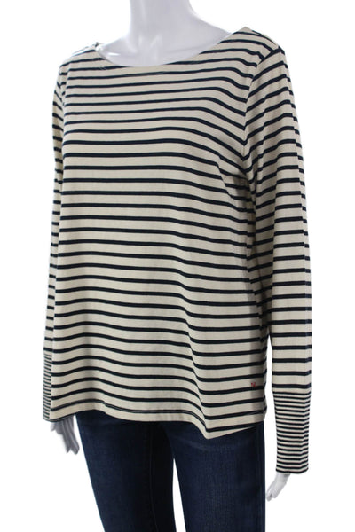 Nili Lotan For Target Women Beige Striped Boat Neck Long Sleeve T-Shirt Size L