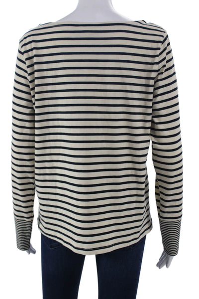 Nili Lotan For Target Women Beige Striped Boat Neck Long Sleeve T-Shirt Size L