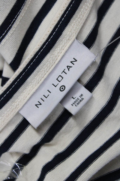 Nili Lotan For Target Women Beige Striped Boat Neck Long Sleeve T-Shirt Size L