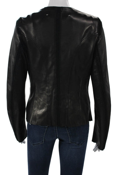 Barbara Bui Womens Biker Lambskin Black Jacket Size 40
