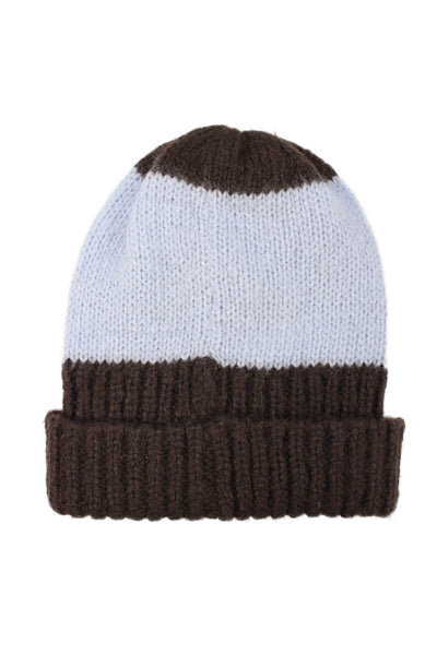 Wooden Ships Womens Crochet Knit Love Beanie Hat Brown Blue One Size