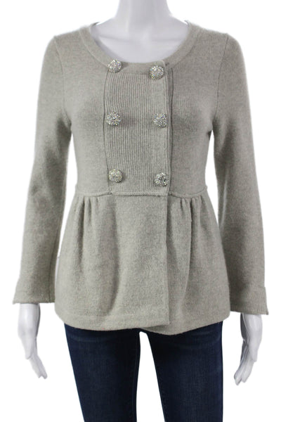 J Crew Collection Womens Cardigan Gray Round Neck Long Sleeve Size S