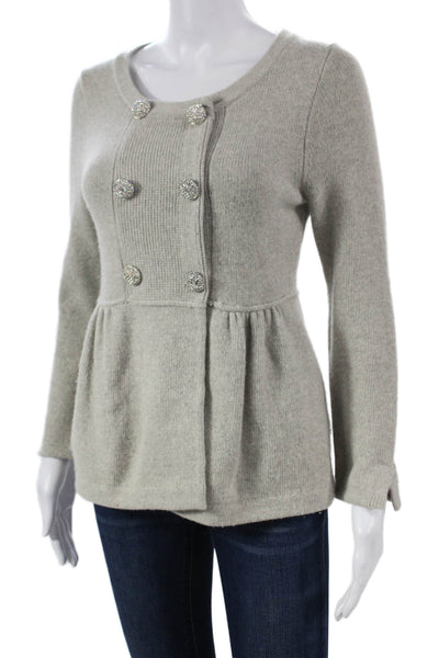 J Crew Collection Womens Cardigan Gray Round Neck Long Sleeve Size S