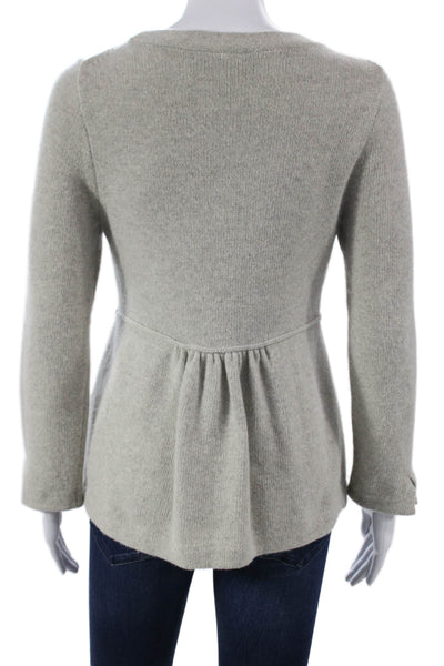 J Crew Collection Womens Cardigan Gray Round Neck Long Sleeve Size S
