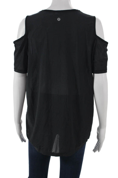 Lululemon Womens Black Basic Nylon Short Sleeve Round Neck T-Shirt Size 8