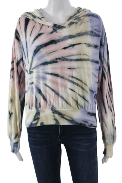 Young Fabulous & Broke Womens Pullover Hoodie V-Neck Batik Multicolor Size S