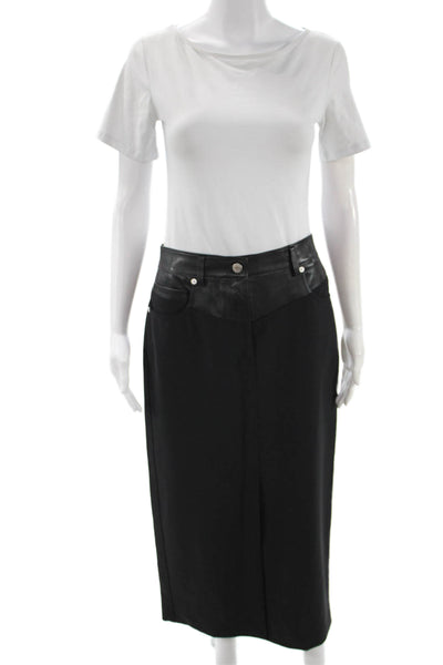 Helmut Lang Womens Straight Pencil Black Polyester Skirt Button Size 4