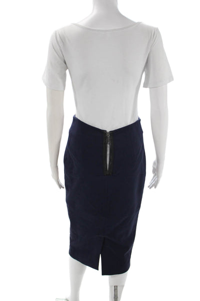 Maurizio Pecoraro Women Straight Pencil Viscose Blue Zip Skirt Size 8