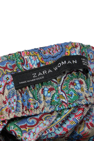 Zara Woman Womens Harem Pants Silk Paisley Multicolor Drawstring Size S