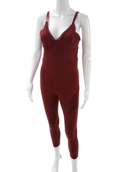 FP Movement Womens Red V-Neck Sleeveless Unitard Polyester Size M