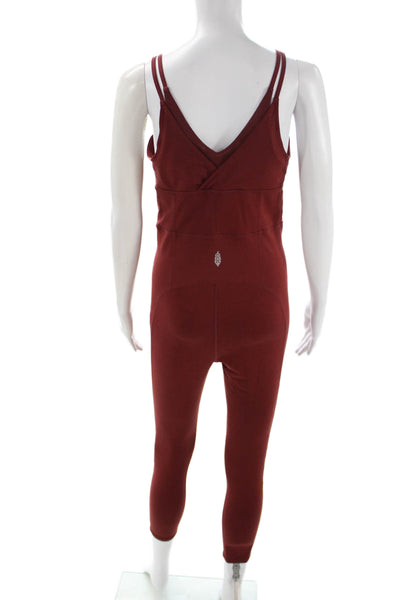FP Movement Womens Red V-Neck Sleeveless Unitard Polyester Size M