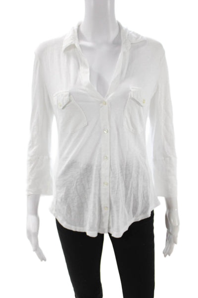 Standard James Perse Womens Cotton Collared Button-Up White 3/4 Sleeve Size 2