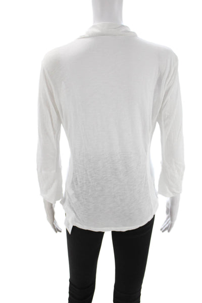 Standard James Perse Womens Cotton Collared Button-Up White 3/4 Sleeve Size 2