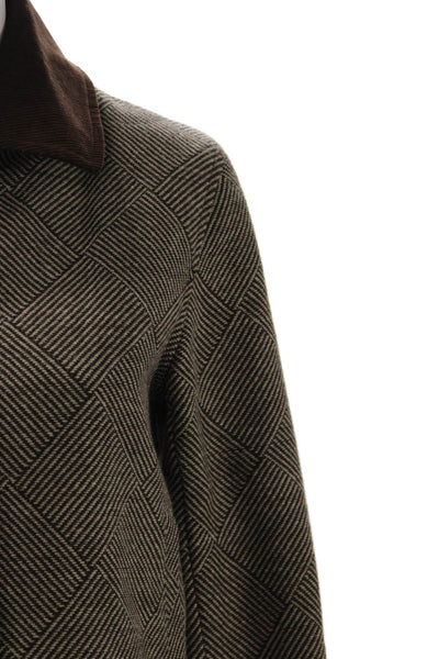 Bagatelle Womens Basic Jacket Brown Geometric Polyester Long Sleeve Size S