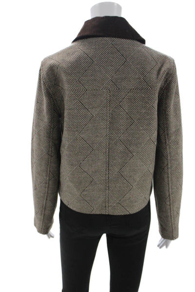 Bagatelle Womens Basic Jacket Brown Geometric Polyester Long Sleeve Size S