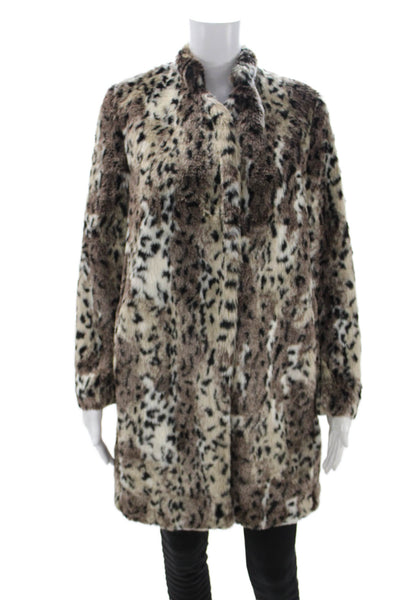 Rebecca Taylor Womens Animal Print Acrylic Jacket Long Sleeve Multicolor Size 4