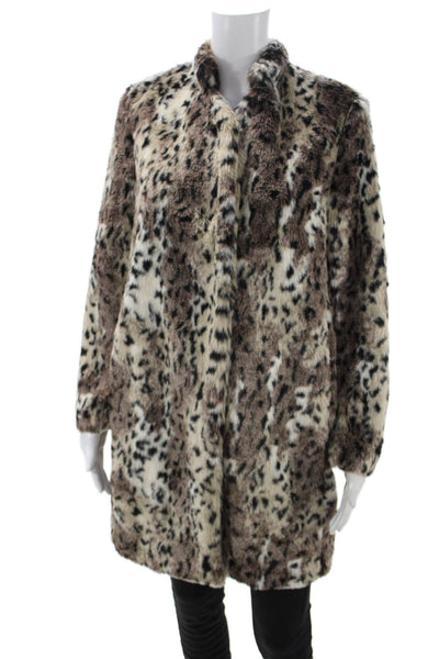 Rebecca Taylor Womens Animal Print Acrylic Jacket Long Sleeve Multicolor Size 4