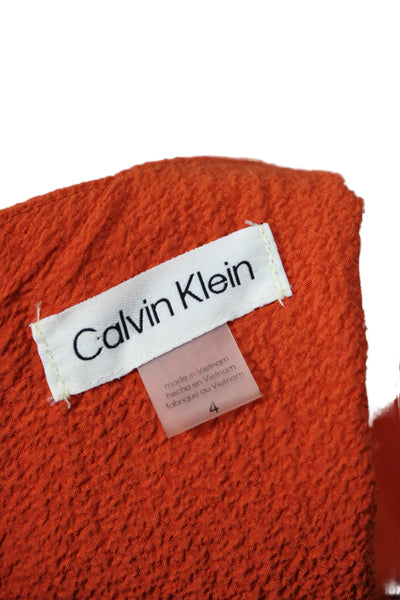 Calvin Klein Women Jumpsuit Orange Sleeveless Zip Round Neck Polyester Size 4