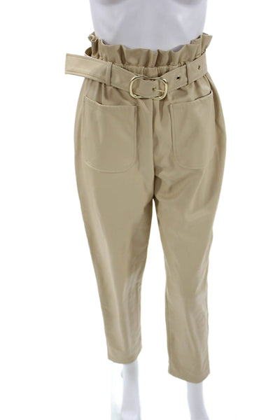 Jonathan Simkhai Womens Paperbag Pants Beige Polyester Buckle Size XS