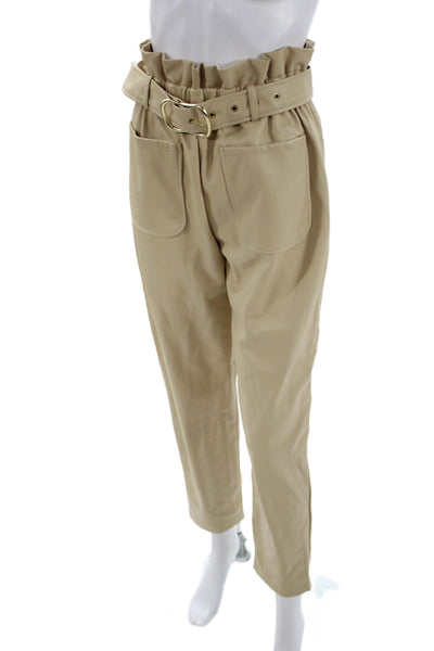 Jonathan Simkhai Womens Paperbag Pants Beige Polyester Buckle Size XS