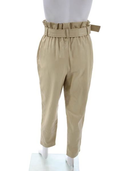 Jonathan Simkhai Womens Paperbag Pants Beige Polyester Buckle Size XS