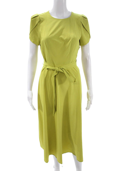 Calvin Klein Women Shift Dress Green Full Length Zip Round Neck Size 2