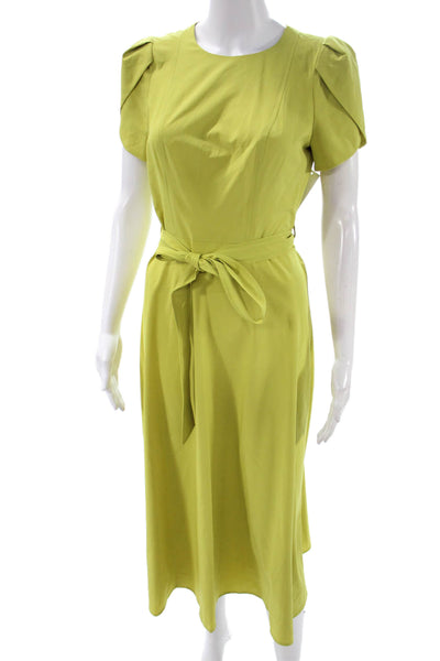 Calvin Klein Women Shift Dress Green Full Length Zip Round Neck Size 2