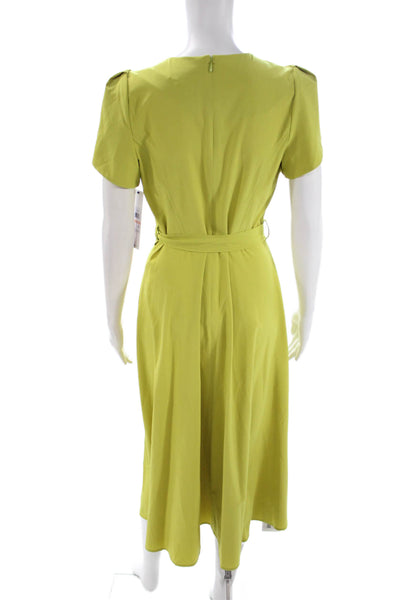 Calvin Klein Women Shift Dress Green Full Length Zip Round Neck Size 2
