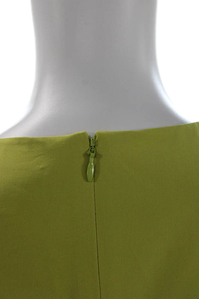Calvin Klein Women Shift Dress Green Full Length Zip Round Neck Size 2