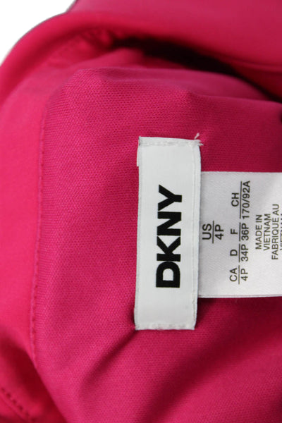 DKNY Womens Wrap Dress Pink Collared Long Sleeve Tie Waist Size 4P