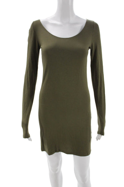 Sarah Pacini Womens Bodycon Green Scoop Neck Long Sleeve Modal Dress Size S
