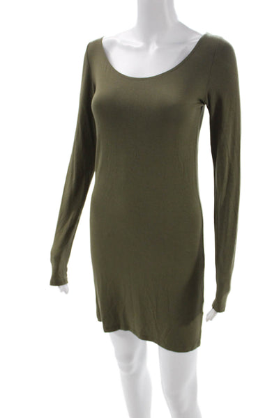 Sarah Pacini Womens Bodycon Green Scoop Neck Long Sleeve Modal Dress Size S