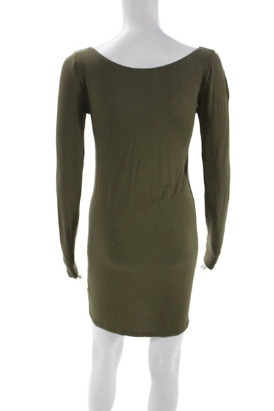 Sarah Pacini Womens Bodycon Green Scoop Neck Long Sleeve Modal Dress Size S