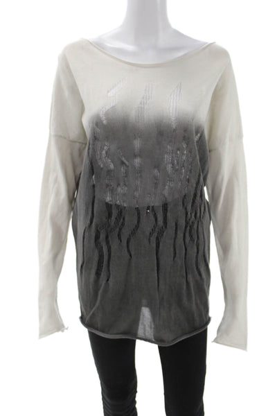 Sarah Pacini Womens Tunic Sweater Gray Boat Neck Long Sleeve Polyester Size S