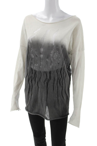 Sarah Pacini Womens Tunic Sweater Gray Boat Neck Long Sleeve Polyester Size S