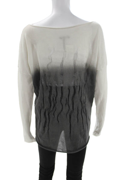 Sarah Pacini Womens Tunic Sweater Gray Boat Neck Long Sleeve Polyester Size S
